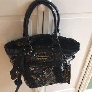 Betsey Johnson black lace tote bag